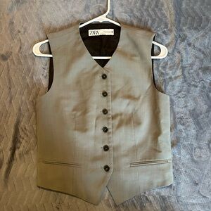 Zara Gray Button-Up Vest